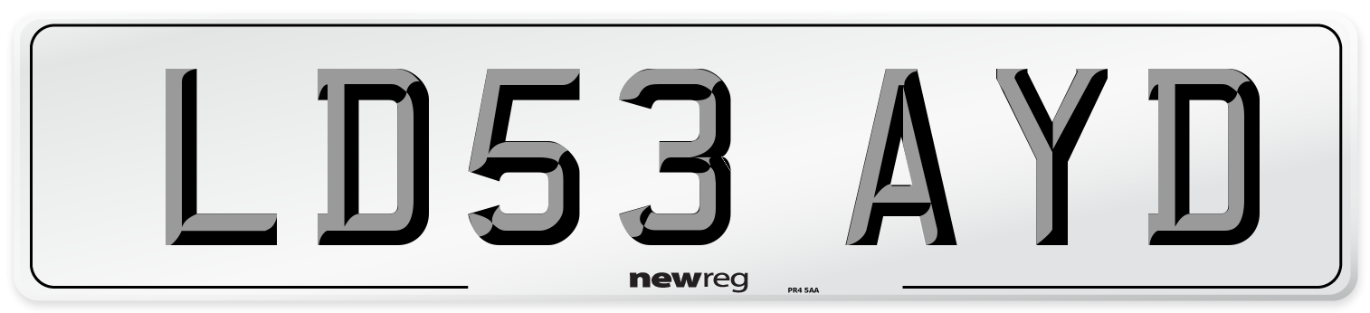 LD53 AYD Number Plate from New Reg